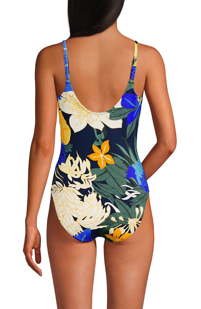 Lands' End D-Cup Tugless Thin Strap One Piece Swimsuit Print, Alternate, color, 