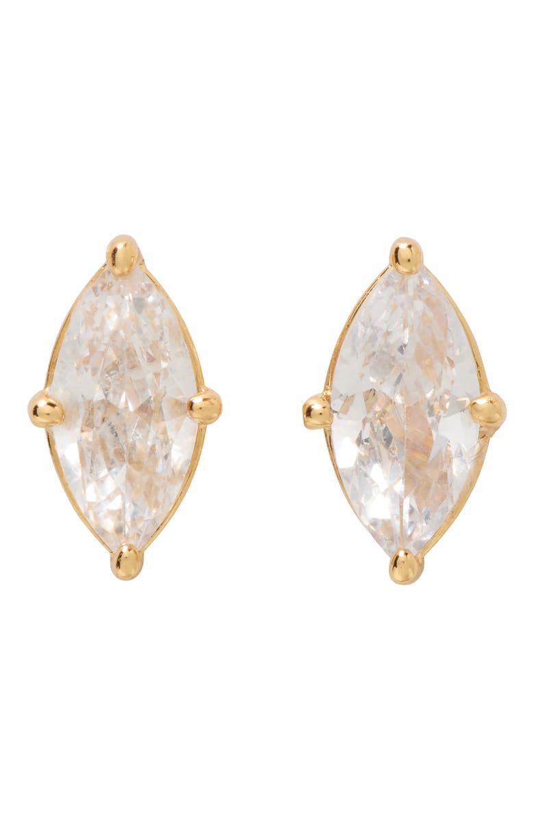 Kate Spade New York marquise cut solitaire stud earrings, Main, color, Clear/ Gold