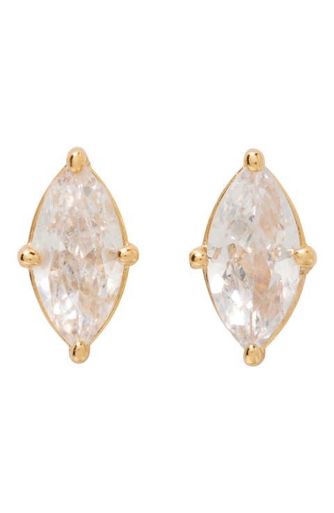 marquise cut solitaire stud earrings