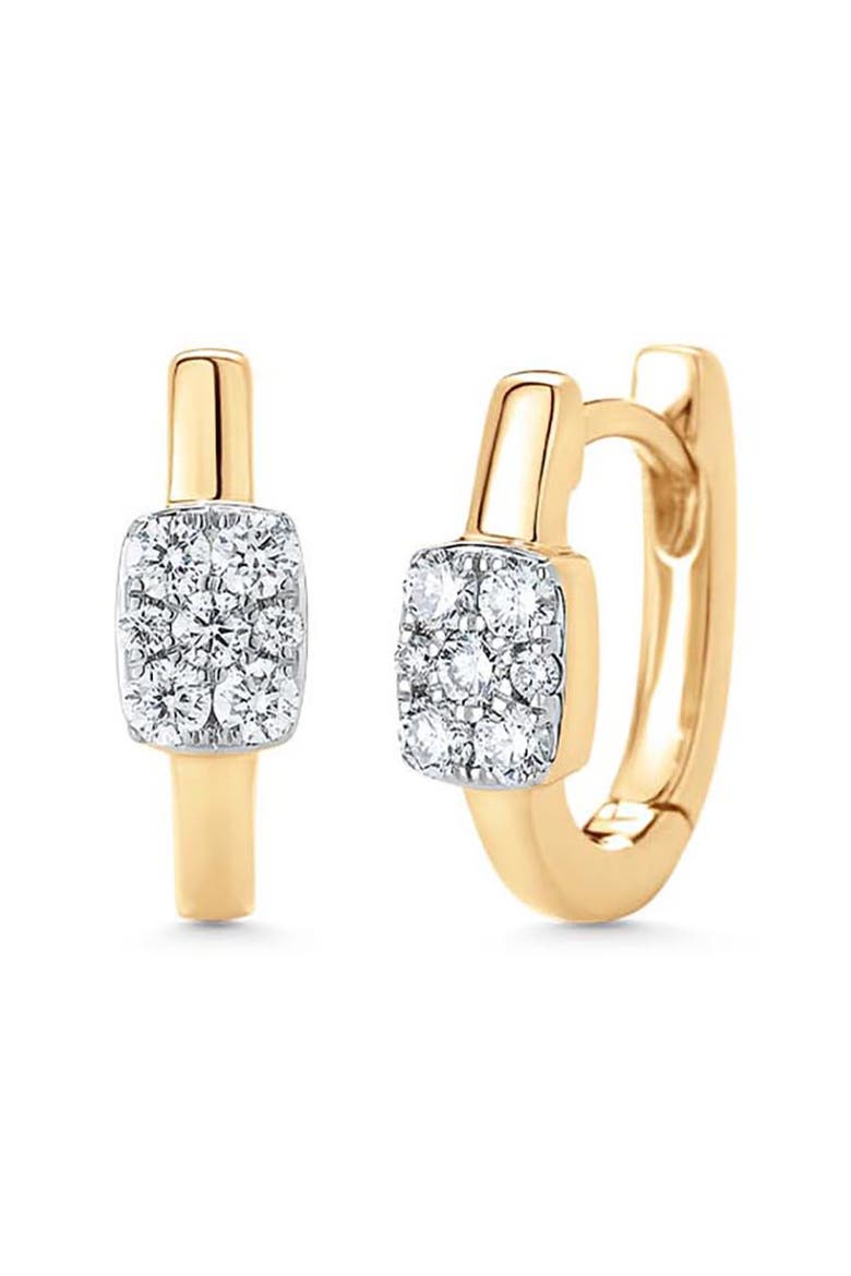 Unity Reverie Diamond Cushion Huggie Earrings, Main, color, YELLOW GOLD/ DIAMOND