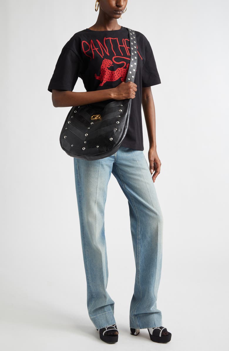 Valentino Panther Graphic T-Shirt, Alternate, color, Black/ Red