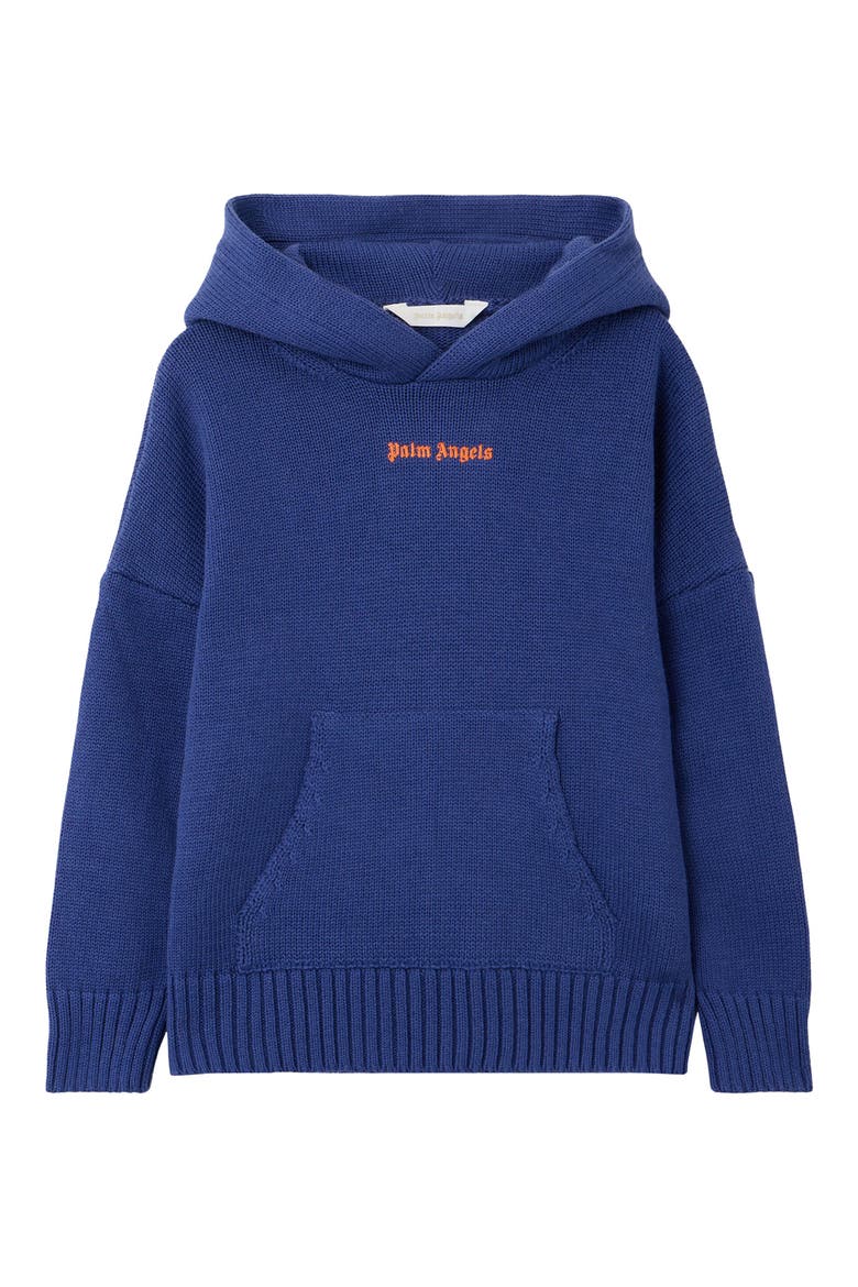 Kids' Logo Cotton & Wool Knit Hoodie, Main, color, BLUE - ORANGE