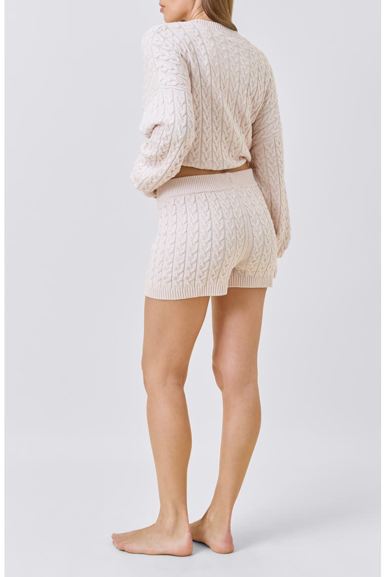 Cable Knit Short Pajama Bottoms, Alternate, color, SHELL
