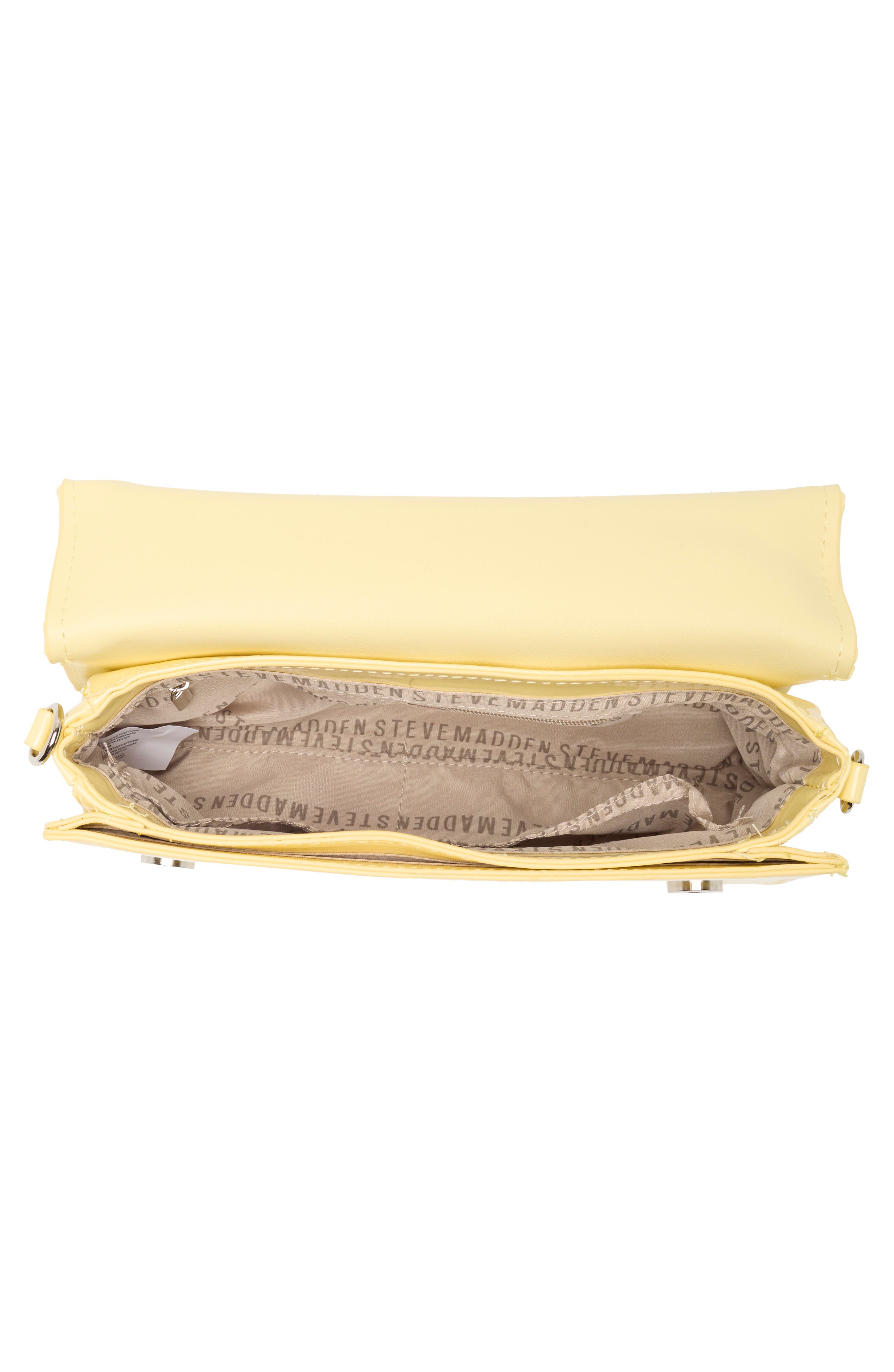 Steve Madden Brona Quilt Embossed Patent Shoulder Bag, Alternate, color, Panna Cotta