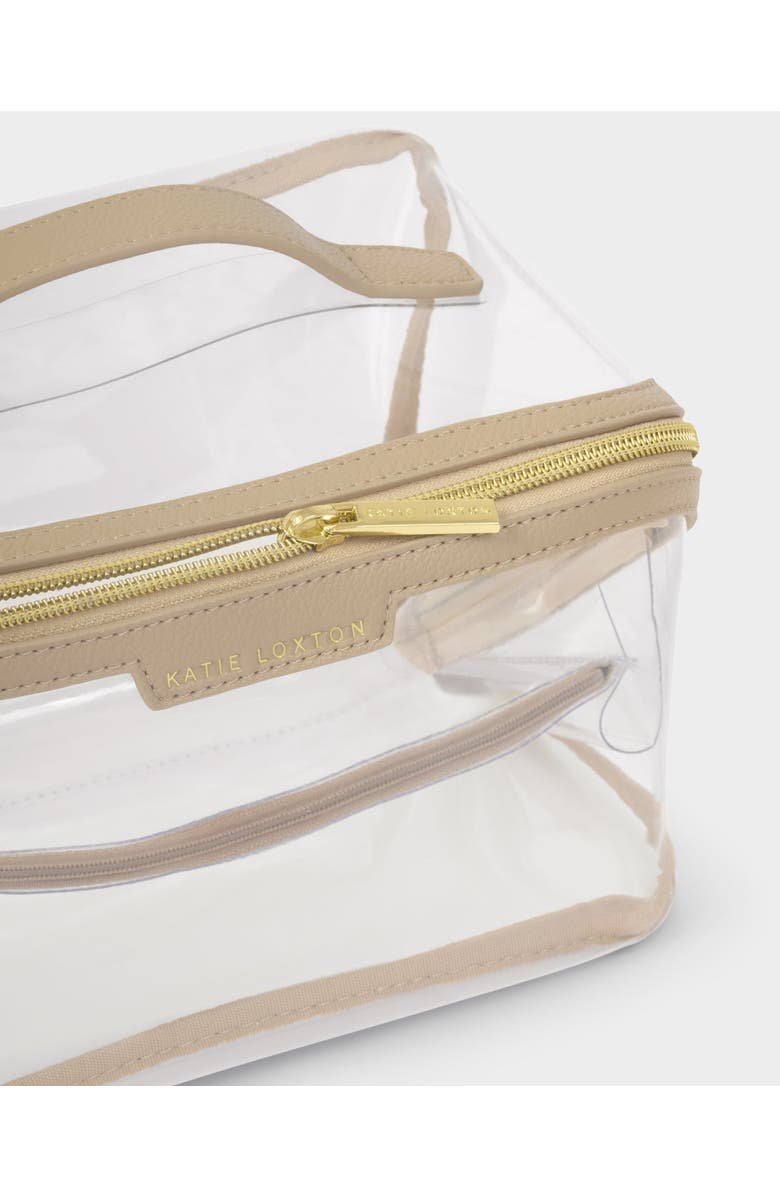 Katie Loxton Large Clear Makeup and Toiletry Bag in Light Taupe, Alternate, color, Light Taupe