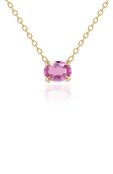 Pink Sapphire & Diamond Pendant Necklace