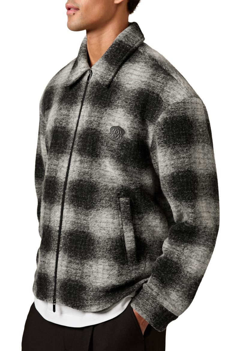 Barton Graphic Fleec Shirt Jacket, Alternate, color, BLACK/ WHITE