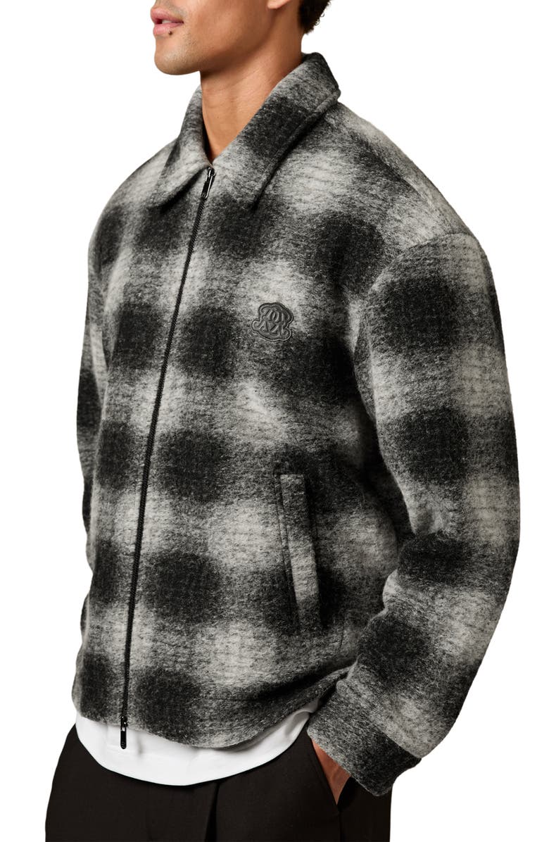 Reiss Barton Graphic Fleec Shirt Jacket, Alternate, color, Black/ White