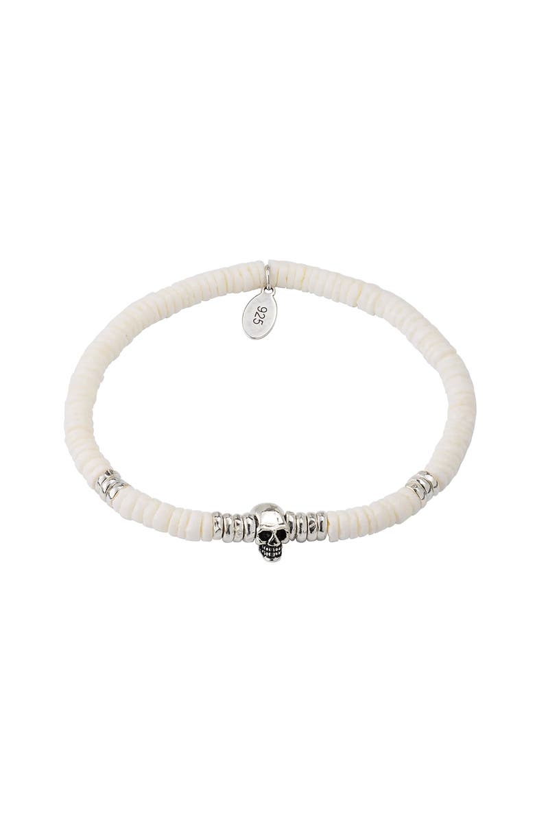Jan Leslie Sterling Silver Skull And White Shell Beaded Bracelet, Alternate, color, White
