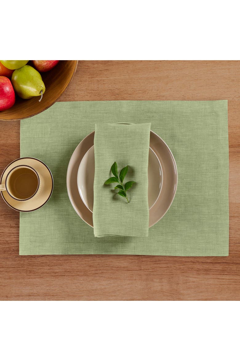 Linen Dinner Napkins Set of 4, 20 x 20" - Athena, Alternate, color, Chambray Olive