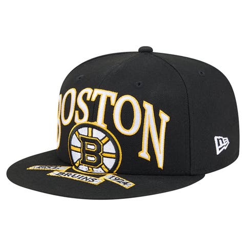 Men's New Era Black Boston Bruins Oversized Vintage Arch 59Fifty Fitted Hat