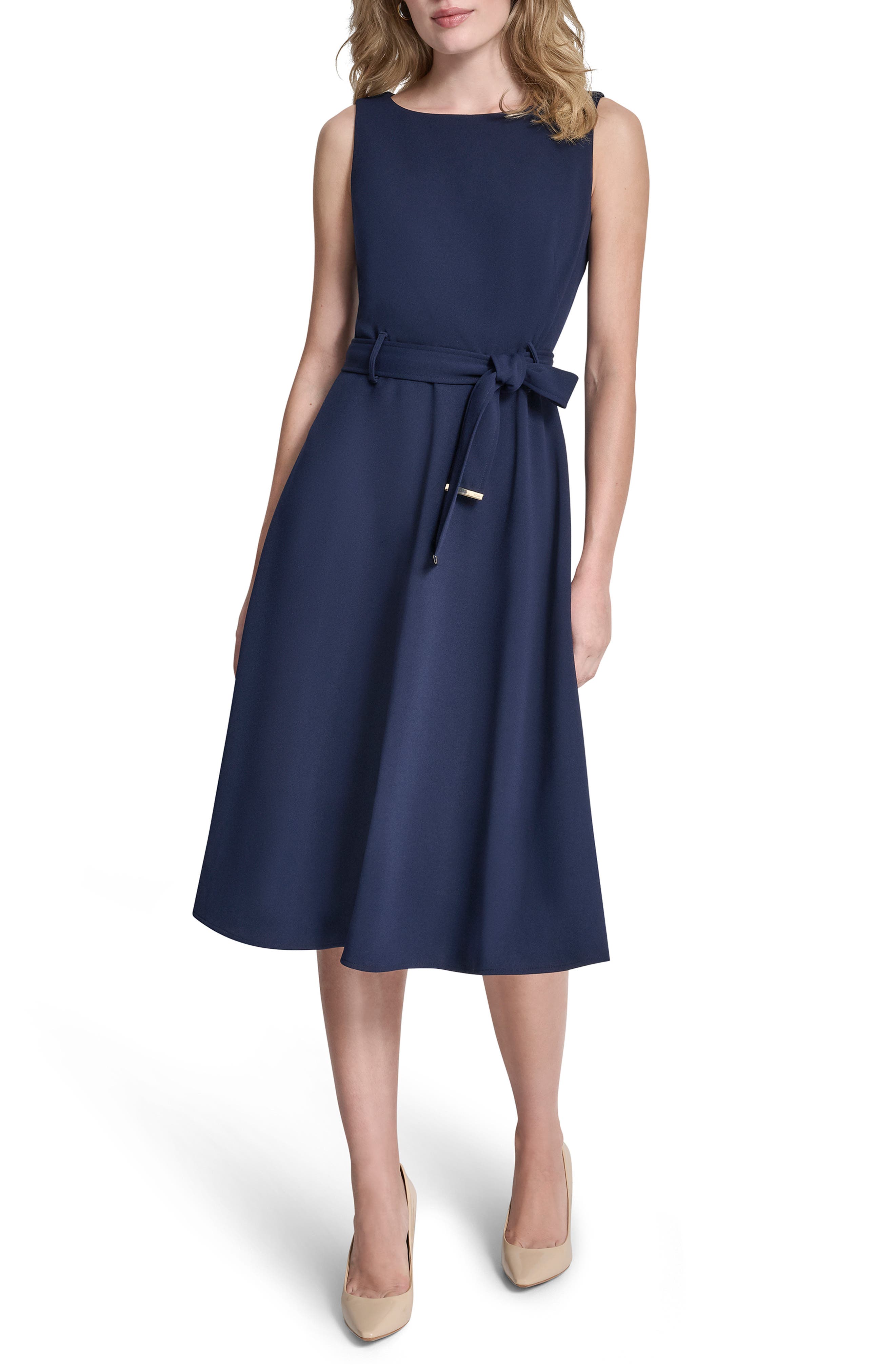 Sleeveless A-line Midi Dress - image 3