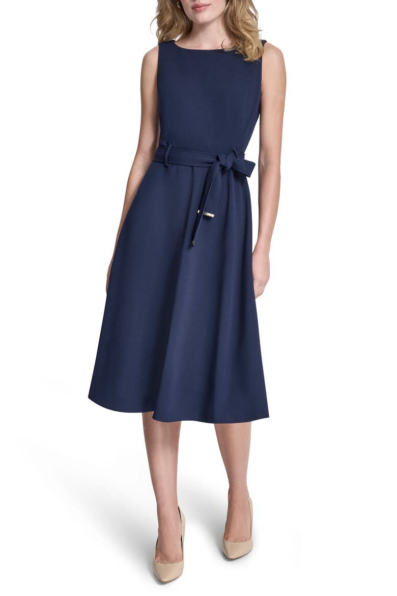 Sleeveless A-line Midi Dress, Main, color, SPRING NAVY