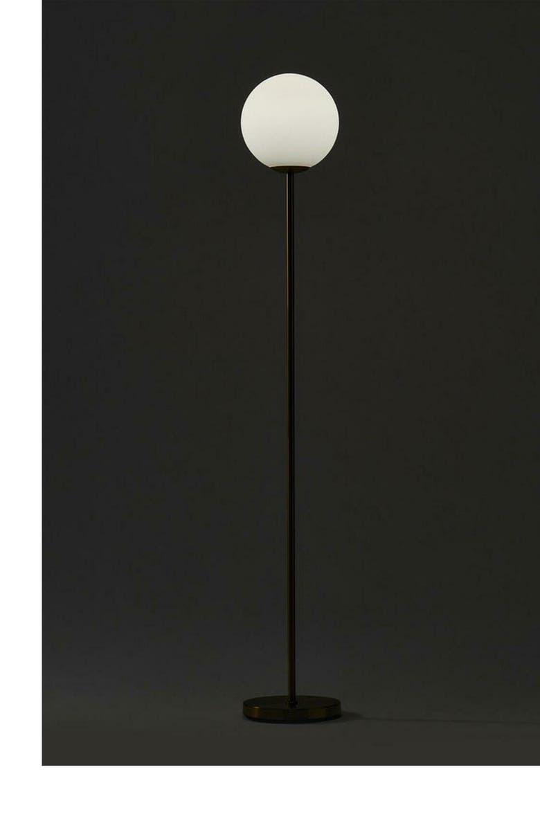 Brightech Luna 65" Modern LED Floor Lamp with Glass Globe Shade, Alternate, color, Classic Black