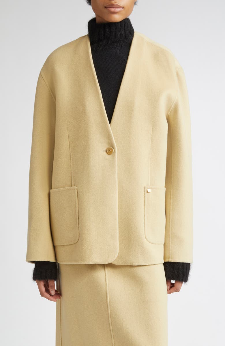 EENK Wool & Cashmere Jacket with Scarf Detail, Alternate, color, Mustard Wool Blend