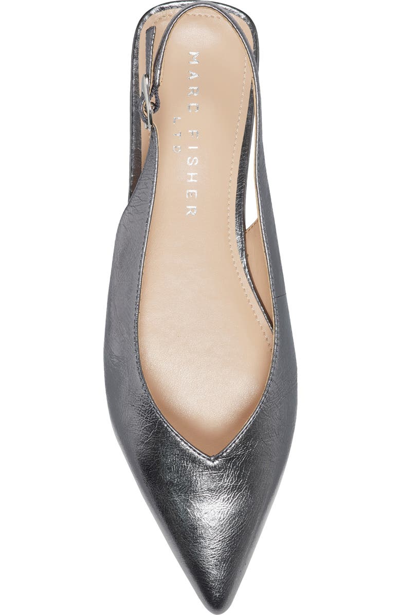 Marc Fisher LTD Gabra Pointed Toe Slingback Flat, Alternate, color, Pewter