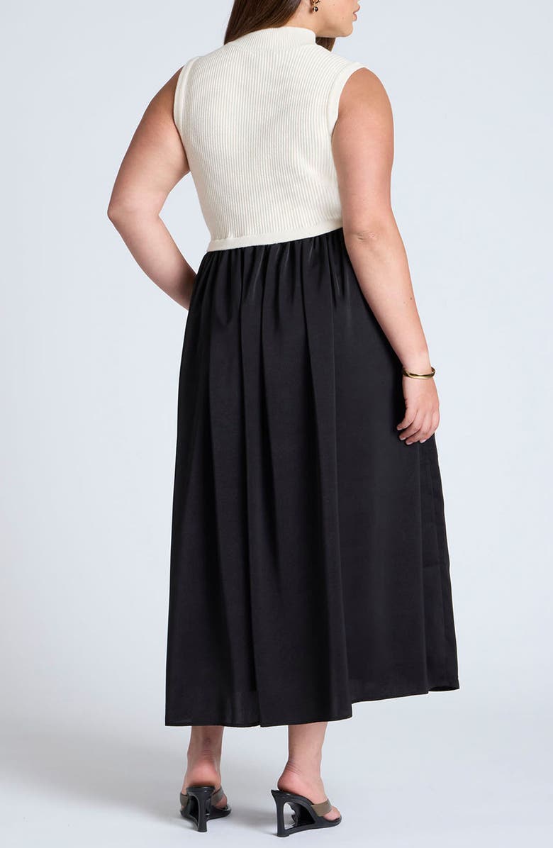 ELOQUII Mixed Media Twofer Midi Dress, Alternate, color, 