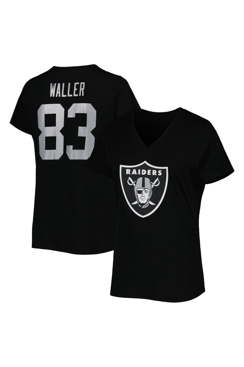 Women's Fanatics Branded Darren Waller Black Las Vegas Raiders Plus Size Player Name & Number V-Neck T-Shirt, Main, color, Black