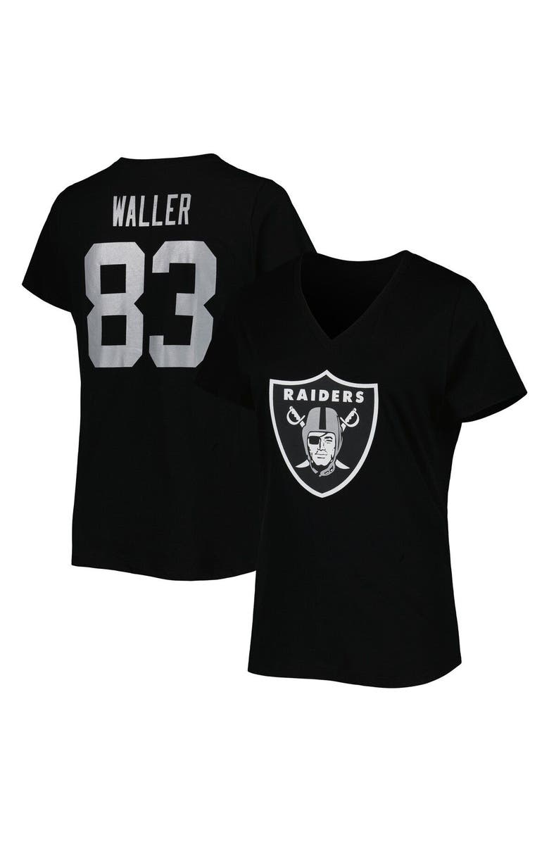FANATICS Women's Fanatics Branded Darren Waller Black Las Vegas Raiders Plus Size Player Name & Number V-Neck T-Shirt, Main, color, 