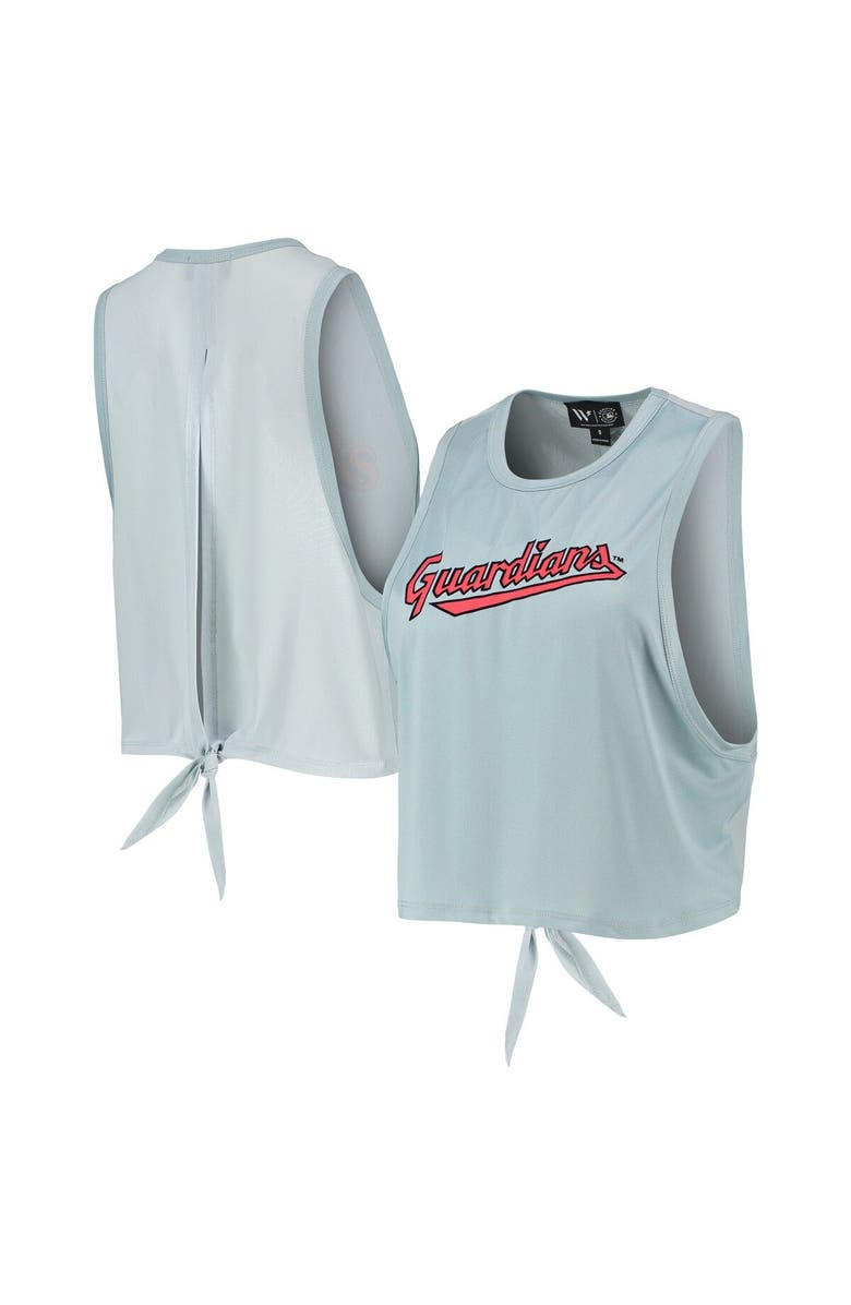 THE WILD COLLECTIVE Women's The Wild Collective Light Blue Cleveland Guardians Open Back Twist-Tie Tank Top, Main, color, Blue