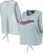 THE WILD COLLECTIVE Women's The Wild Collective Light Blue Cleveland Guardians Open Back Twist-Tie Tank Top