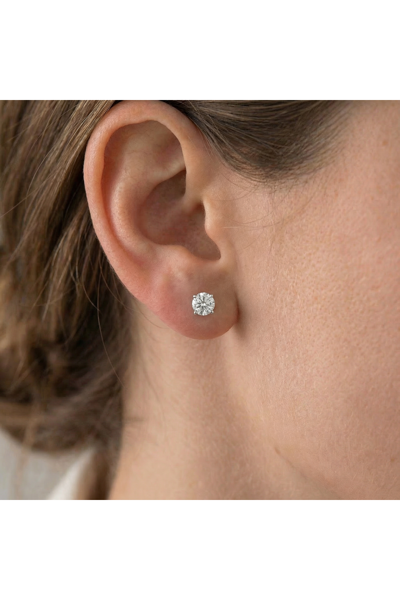 1 1/4 Ct Diamond Screw Back Studs 14k Gold Lab Grown Eco Friendly, Alternate, color, 14k White Gold