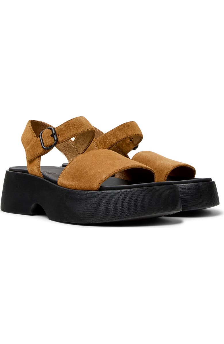 Camper Tasha Platform Sandal, Main, color, Medium Brown