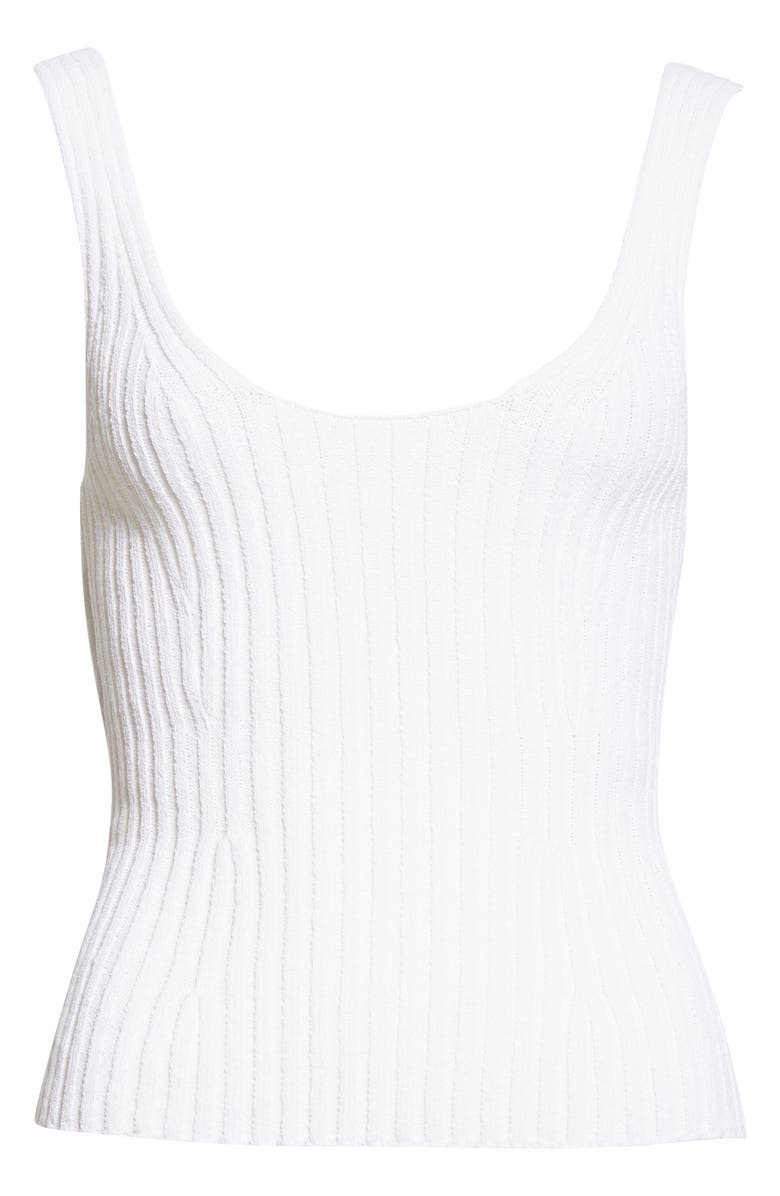 Vince Rib Tie Back Cotton Blend Tank Top, Alternate, color, Optic White