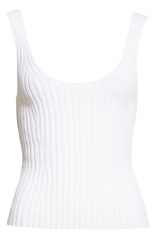 Vince Rib Tie Back Cotton Blend Tank Top In Optic White