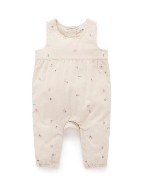 Embroidered Corduroy Romper