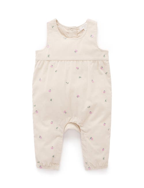 Purebaby Embroidered Corduroy Romper In Neutral