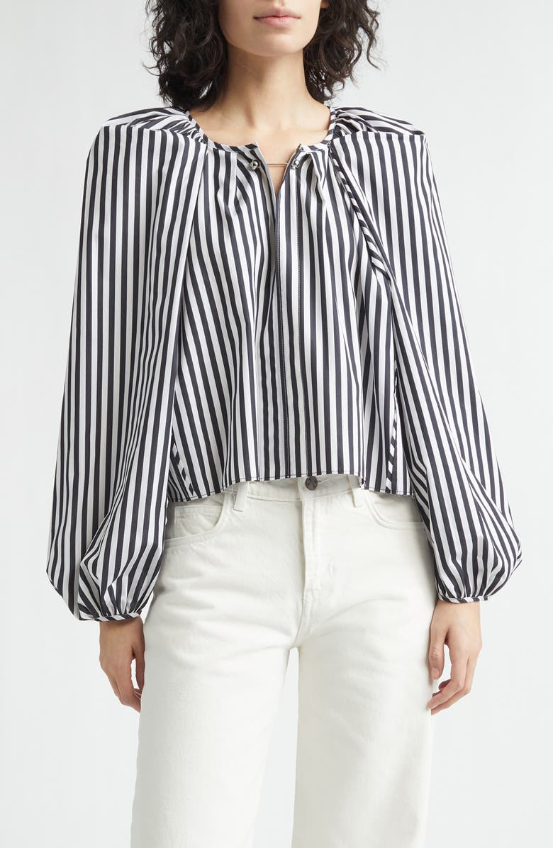 NACKIYÈ Grand Bazaar Mini Stripe Cotton Top, Main, color, Black/ White Stripe