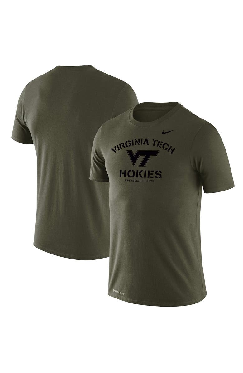Nike Men's Nike Olive Virginia Tech Hokies Stencil Arch Performance T-Shirt, Main, color, 