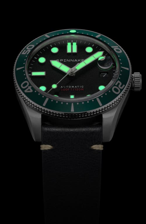 Spinnaker Croft Midsize Automatic Leather Strap Watch, 40mm In Black