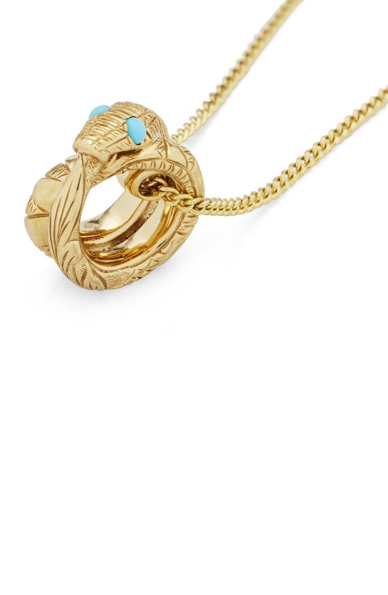 Gucci Ouroboros Turquoise Necklace, Alternate, color, 18Ky