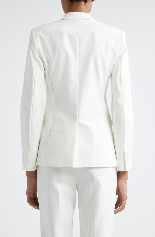 Shop Emporio Armani One-button Cotton Blend Blazer + In Off White