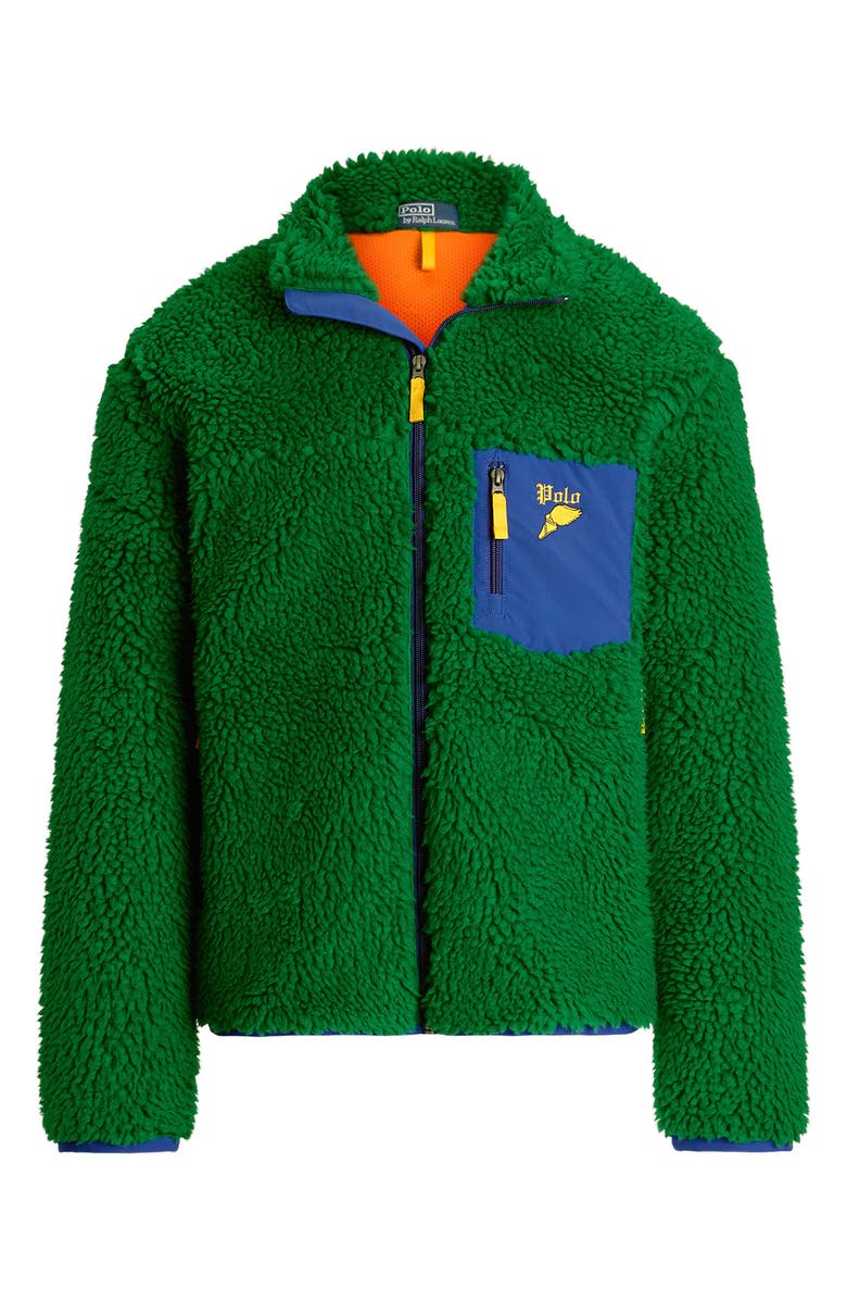 Polo Ralph Lauren Shaggy High Pile Fleece Jacket, Alternate, color, Athletic Green