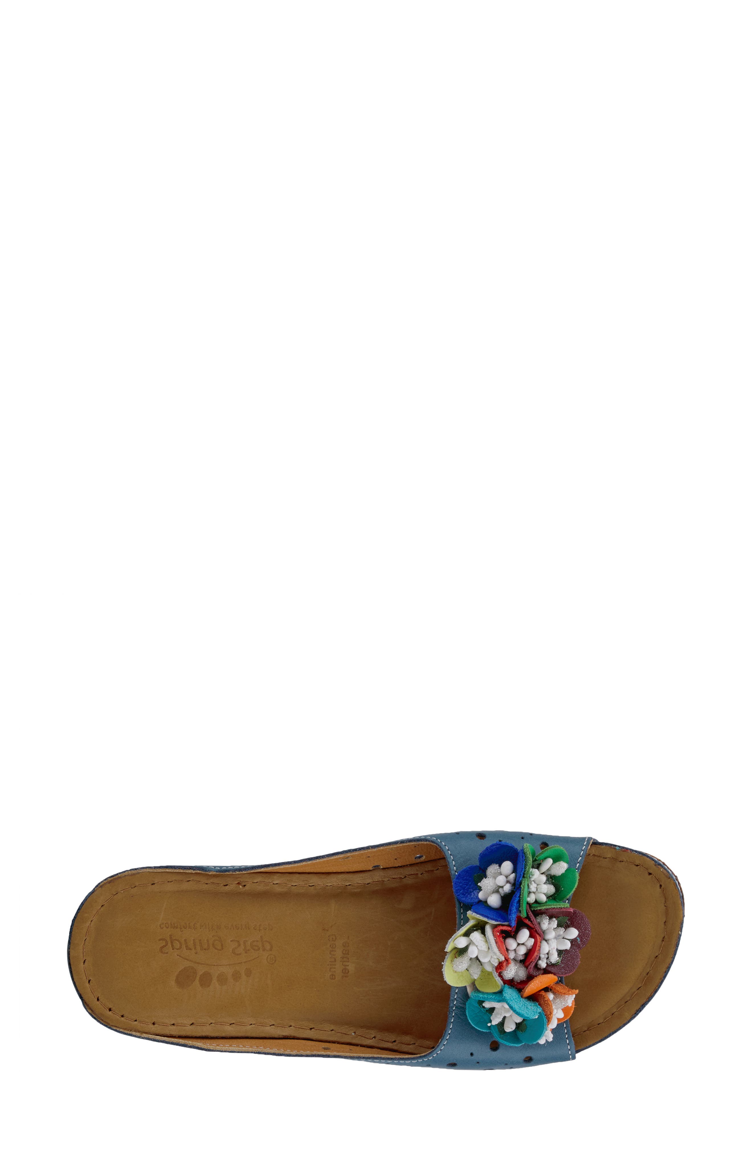 Flower Child Slide Wedge Sandal, Alternate, color, BLUE LEATHER