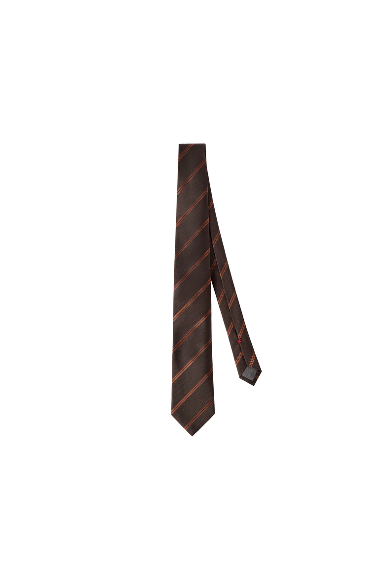 Striped silk tie, Alternate, color, Rust Brown