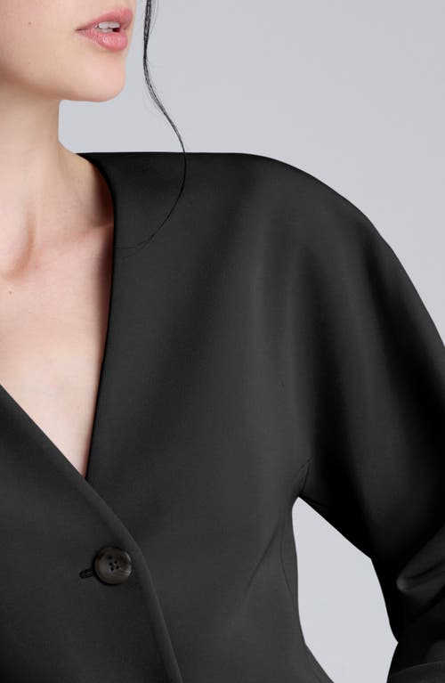 Kenneth Cole Luxe Twill Rounded Shoulder Jacket In Black