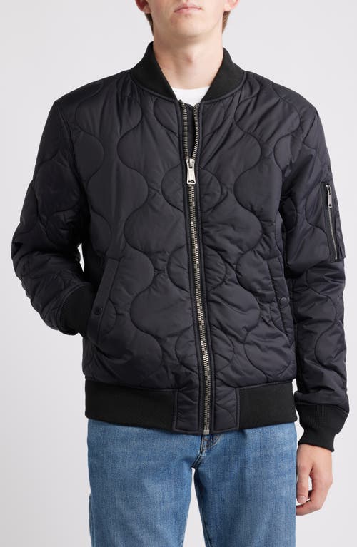 Schott Nyc Dumbbell Quilted Ma-1 Ripstop Nylon Bomber Jacket In Black