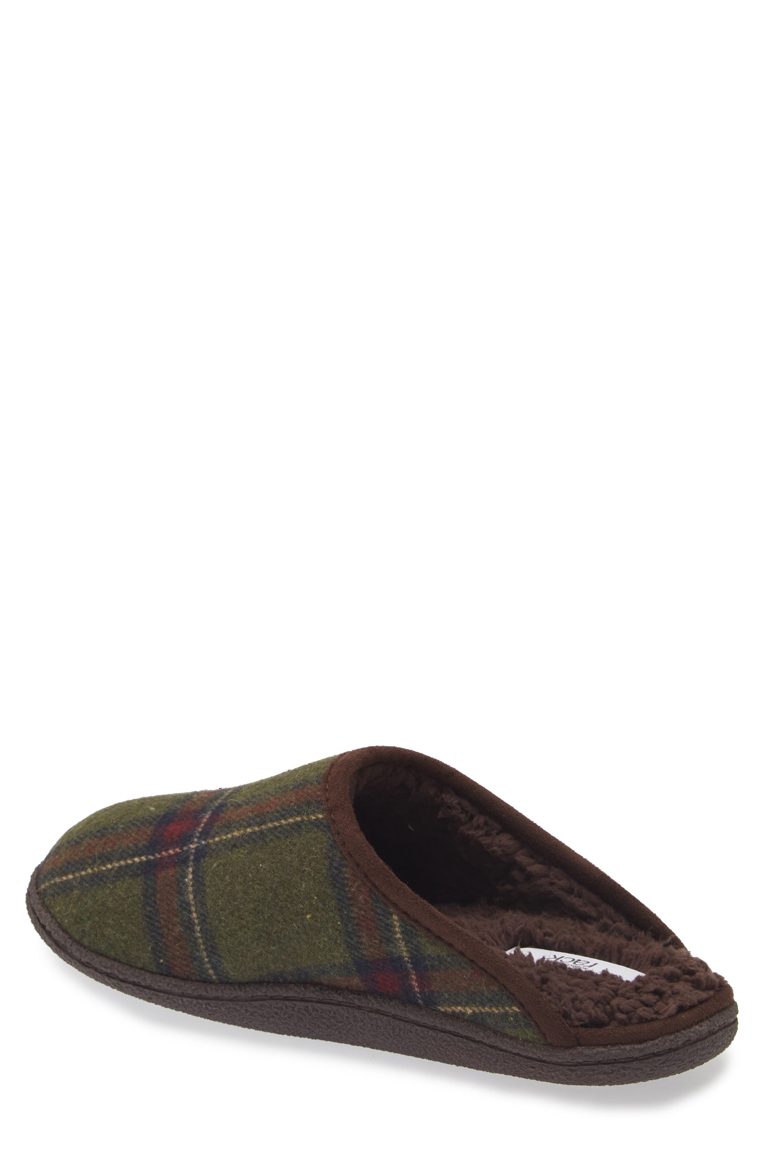Brock Faux Fur Lined Scuff Slipper, Alternate, color, GREEN PLAID