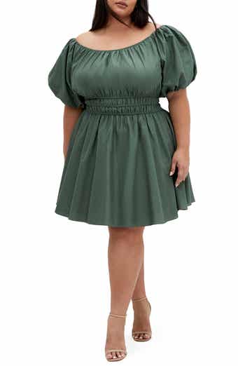 Lillian Puff Sleeve Cotton Fit & Flare Dress
