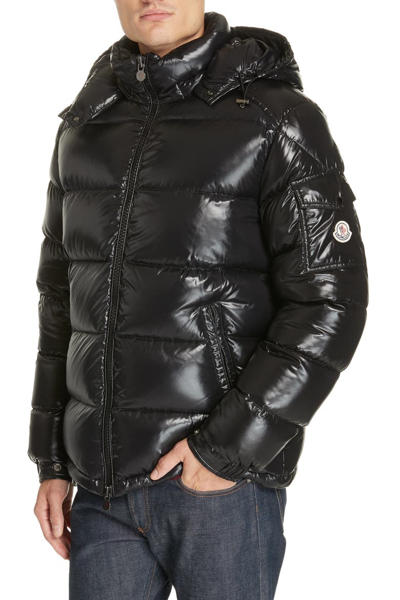 Maya Laque Quilted Down Jacket, Main, color, BLACK