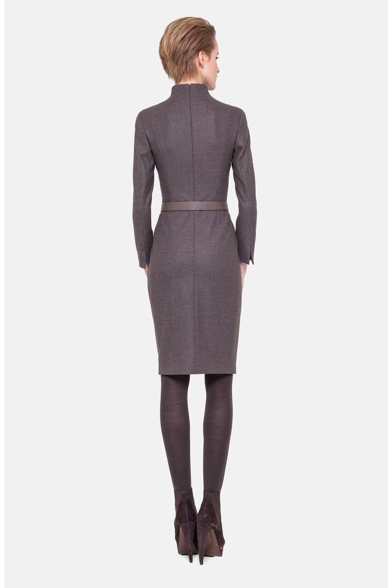 Belted Stretch Flannel Dress, Alternate, color, GREY