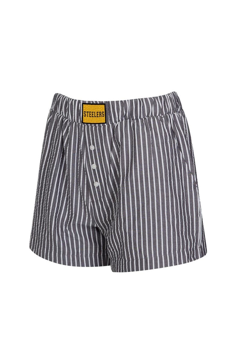 CONCEPTS SPORT Women's Concepts Sport  Charcoal Pittsburgh Steelers Two-Pack Stripes and Solids Boxer Shorts Set, Alternate, color, Charcoal