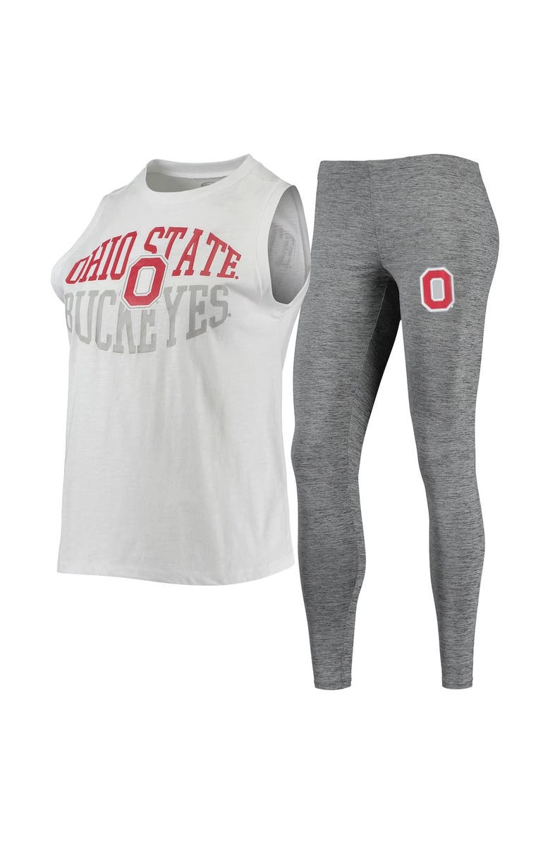 CONCEPTS SPORT Women's Concepts Sport Charcoal/White Ohio State Buckeyes Tank Top & Leggings Sleep Set, Main, color, 