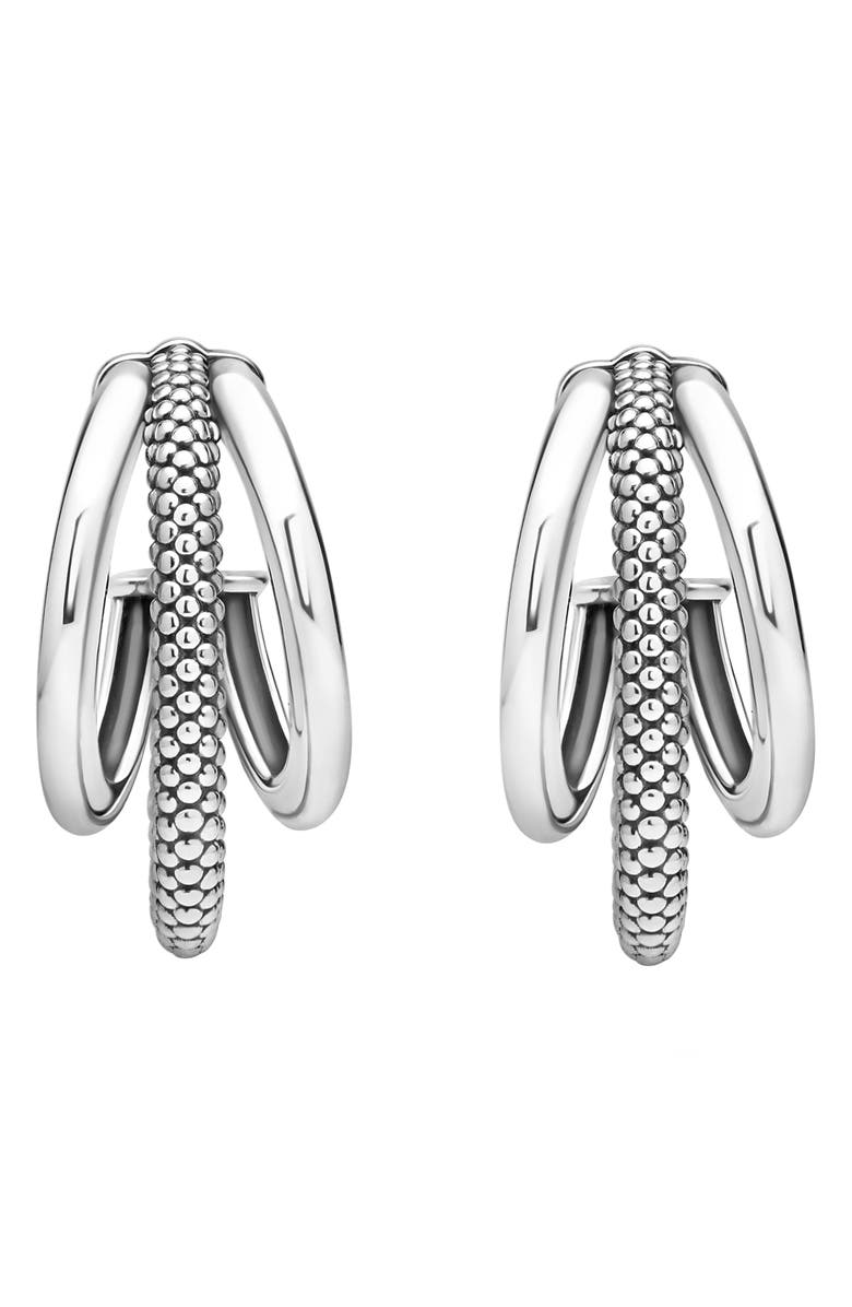 LAGOS Signature Caviar Triple Hoop Earrings, Alternate, color, Silver