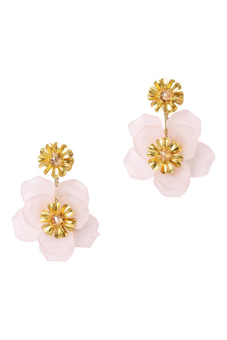 Yuka Flower Drop Earrings, Main, color, BABY PINK
