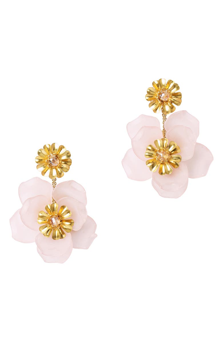 Deepa Gurnani Yuka Flower Drop Earrings, Main, color, Baby Pink